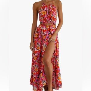 Petal & Pup Floral Maxi Dress - Pink and Orange